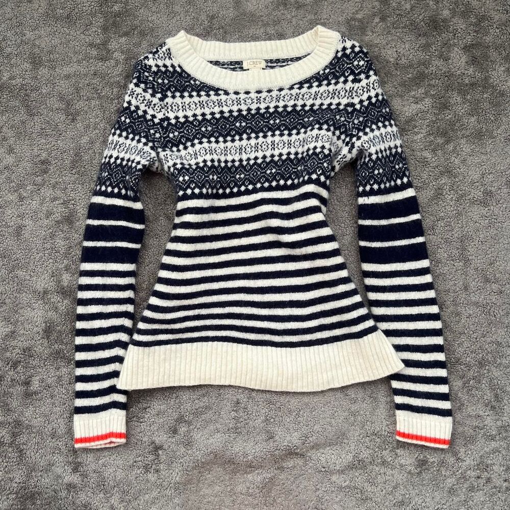 J.Crew navy white striped sweater